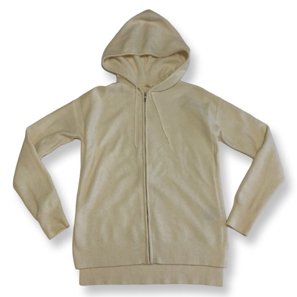 3/$25 ❥ GAP Wool Blend Off-White Zip-Up Hooded Sweater Size Small Cabincore Y2K